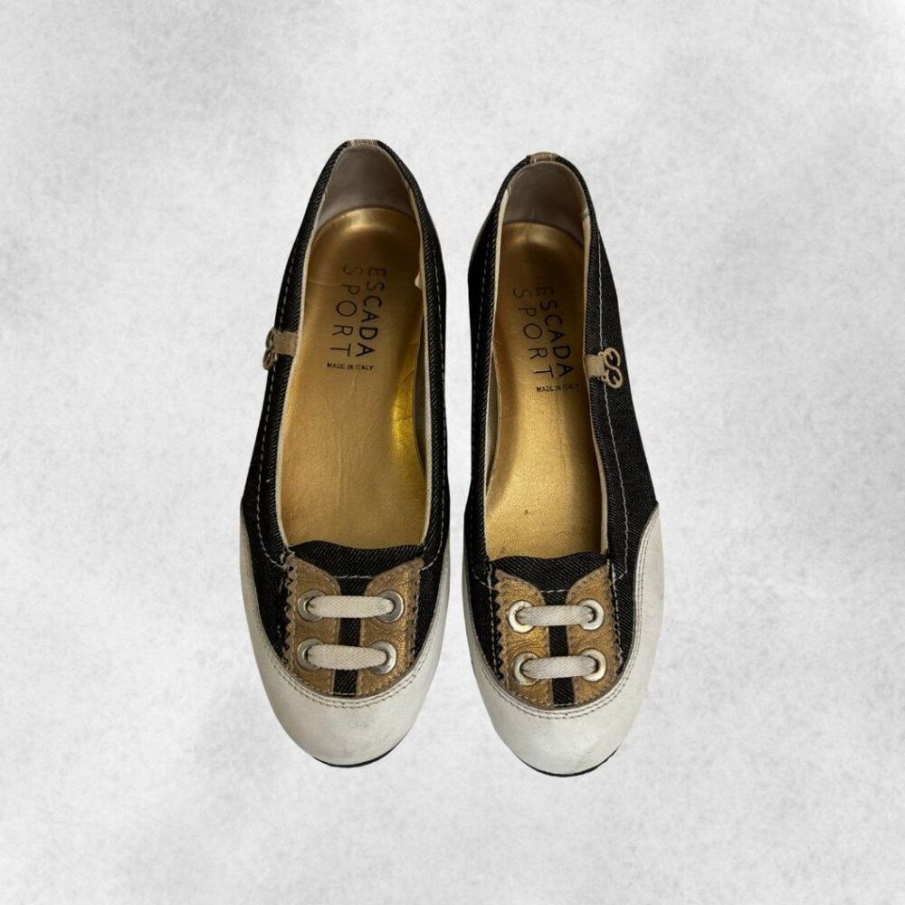 Escada Vintage Sport Denim Ballet Flats Size 8.5 - Picture 4 of 7